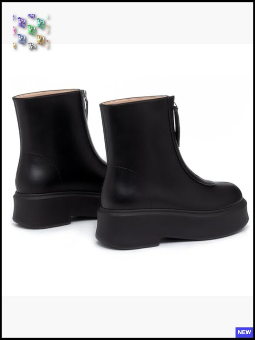 Chunky Platform Ankle Boots with Front Zipper Round Toe Comfortable Low Heel - Picture 5 of 7